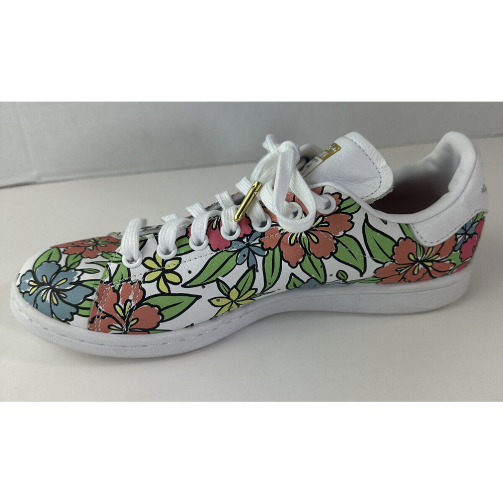 Adidas x Stan Smith All-Over Floral Print Shoes 2021 Sneakers Cloud White Size 8 - Picture 6 of 16